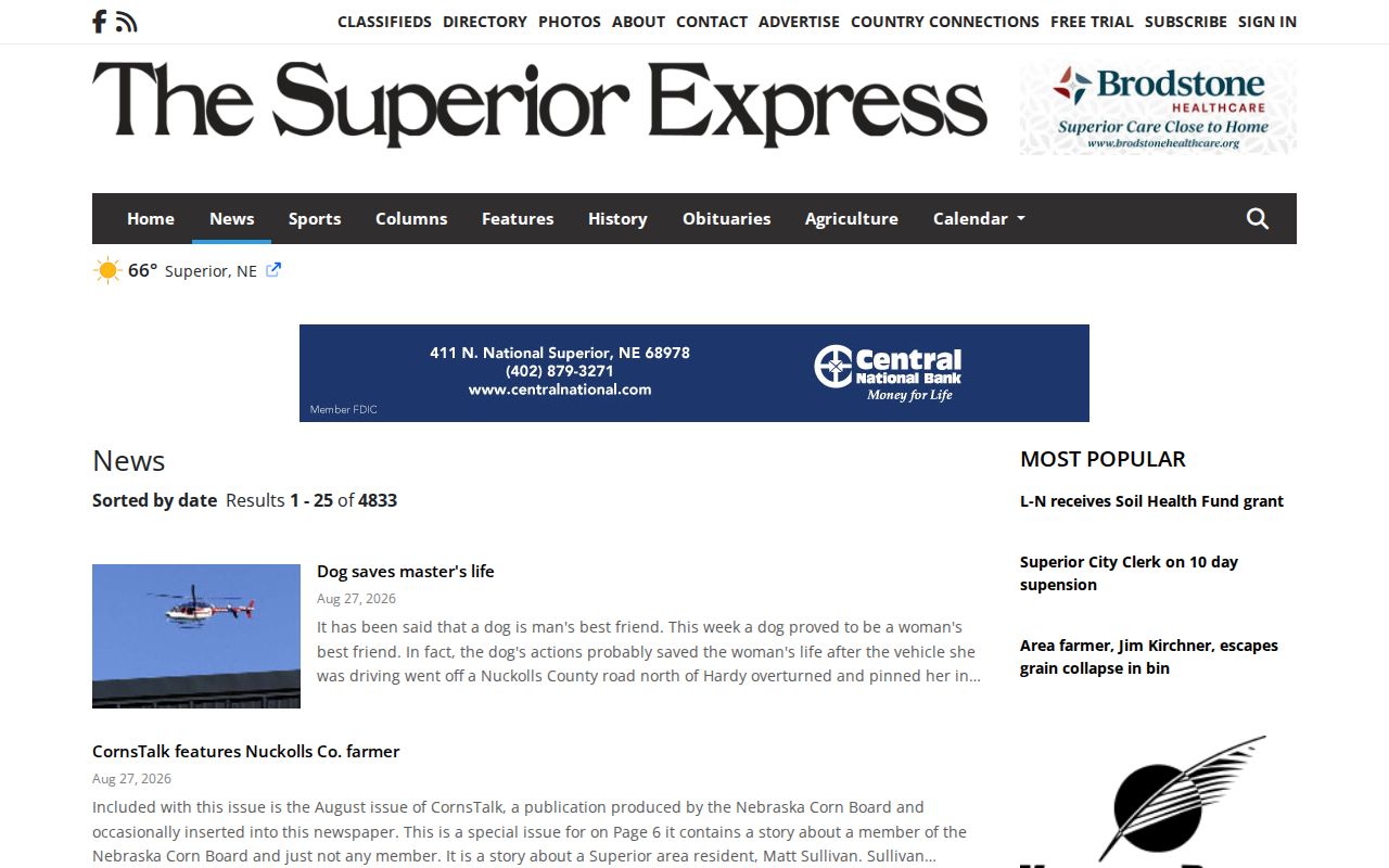 Superior Express Nuckolls County local news section